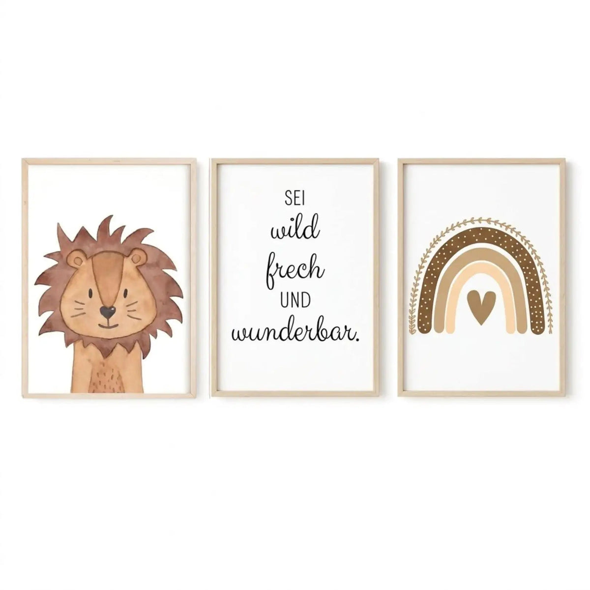 Poster 3er-Set - Tier, Spruch, Regenbogen Aquarell - wunderwunsch