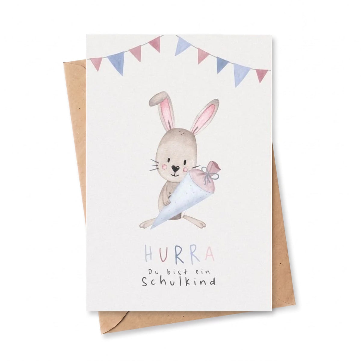 Glückwunschkarte "Hase mit Schultüte" - wunderwunsch