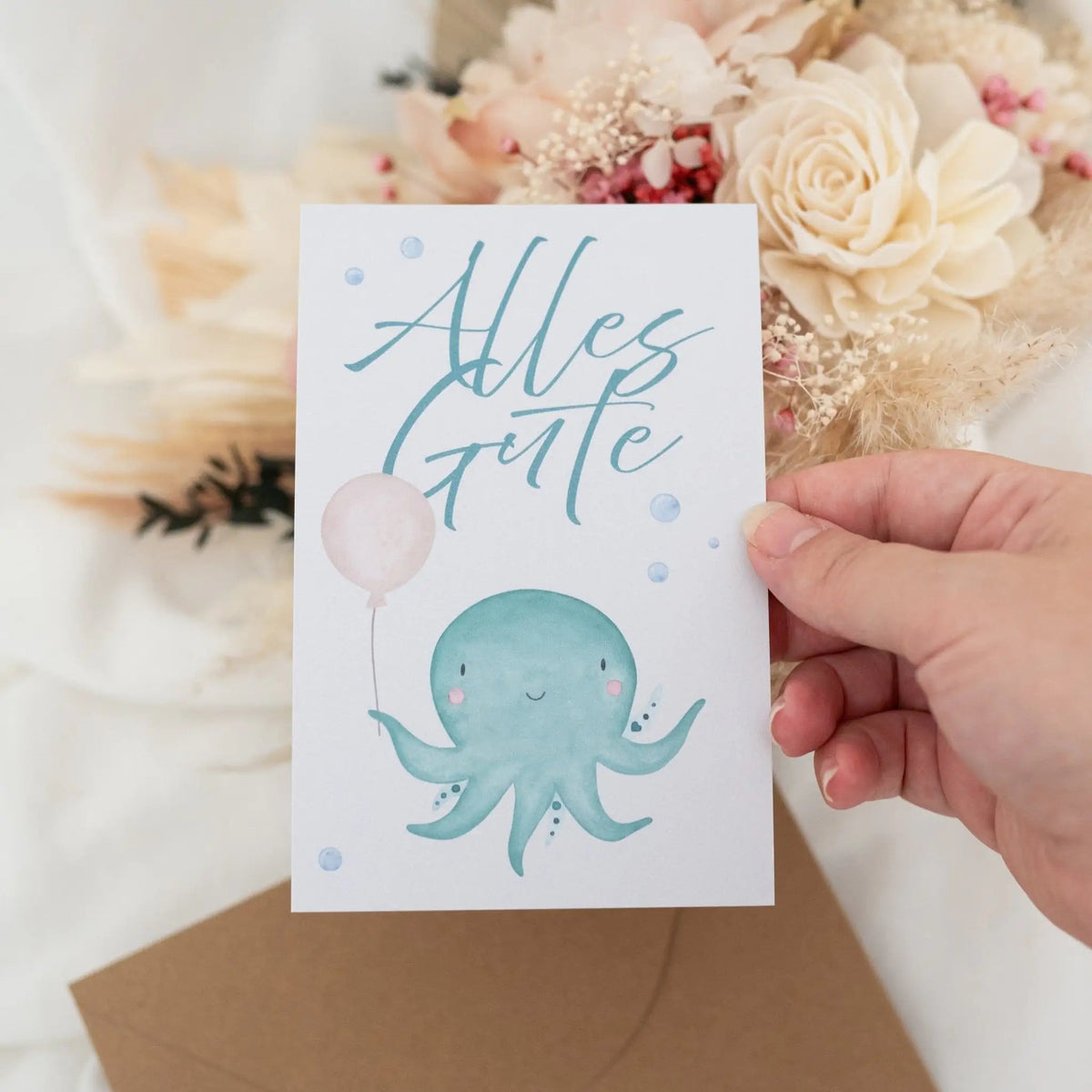 Glückwunschkarte "Oktopus" Alles Gute - wunderwunsch