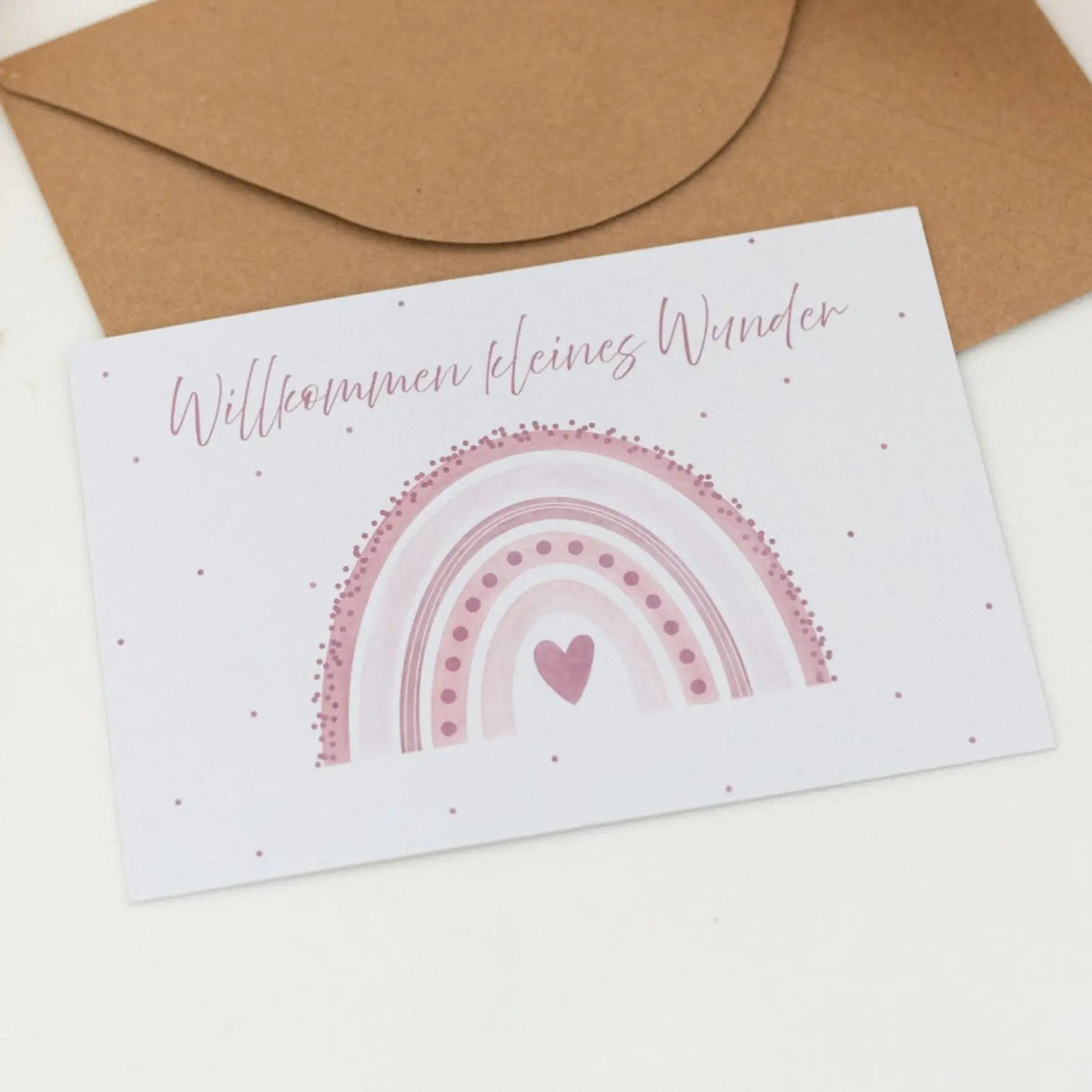 Glückwunschkarte "Regenbogen rosa" zur Geburt - wunderwunsch