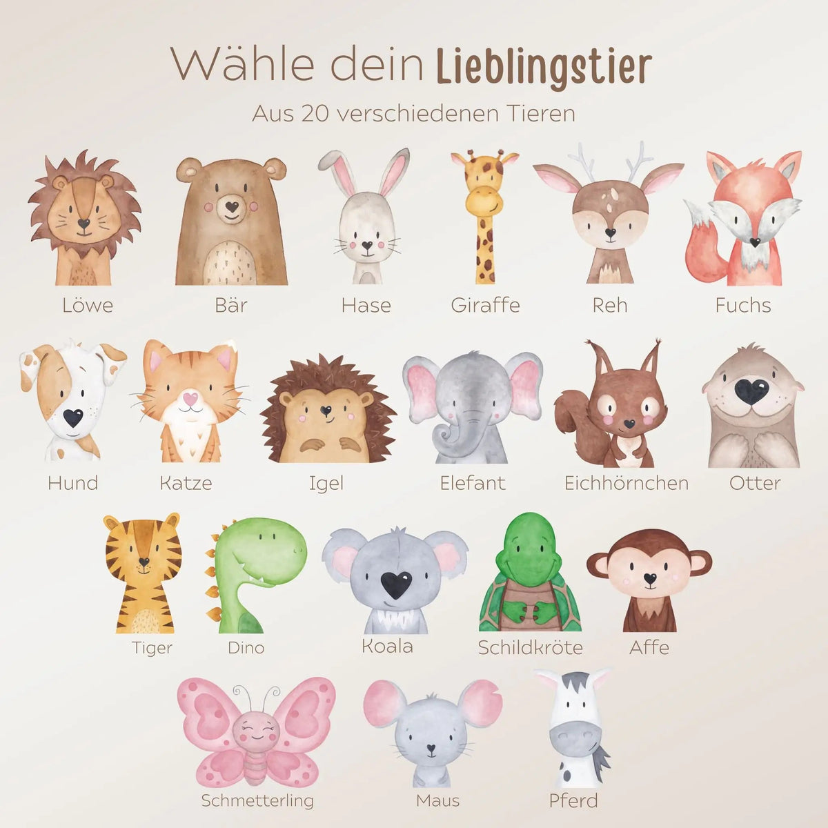 Radiergummi personalisiert - Tier Aquarell - wunderwunsch