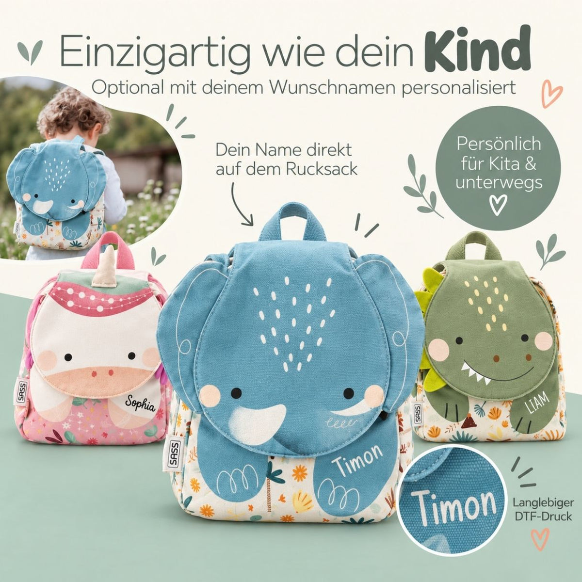 SASSI A5 Mini Rucksack personalisiert - wunderwunsch