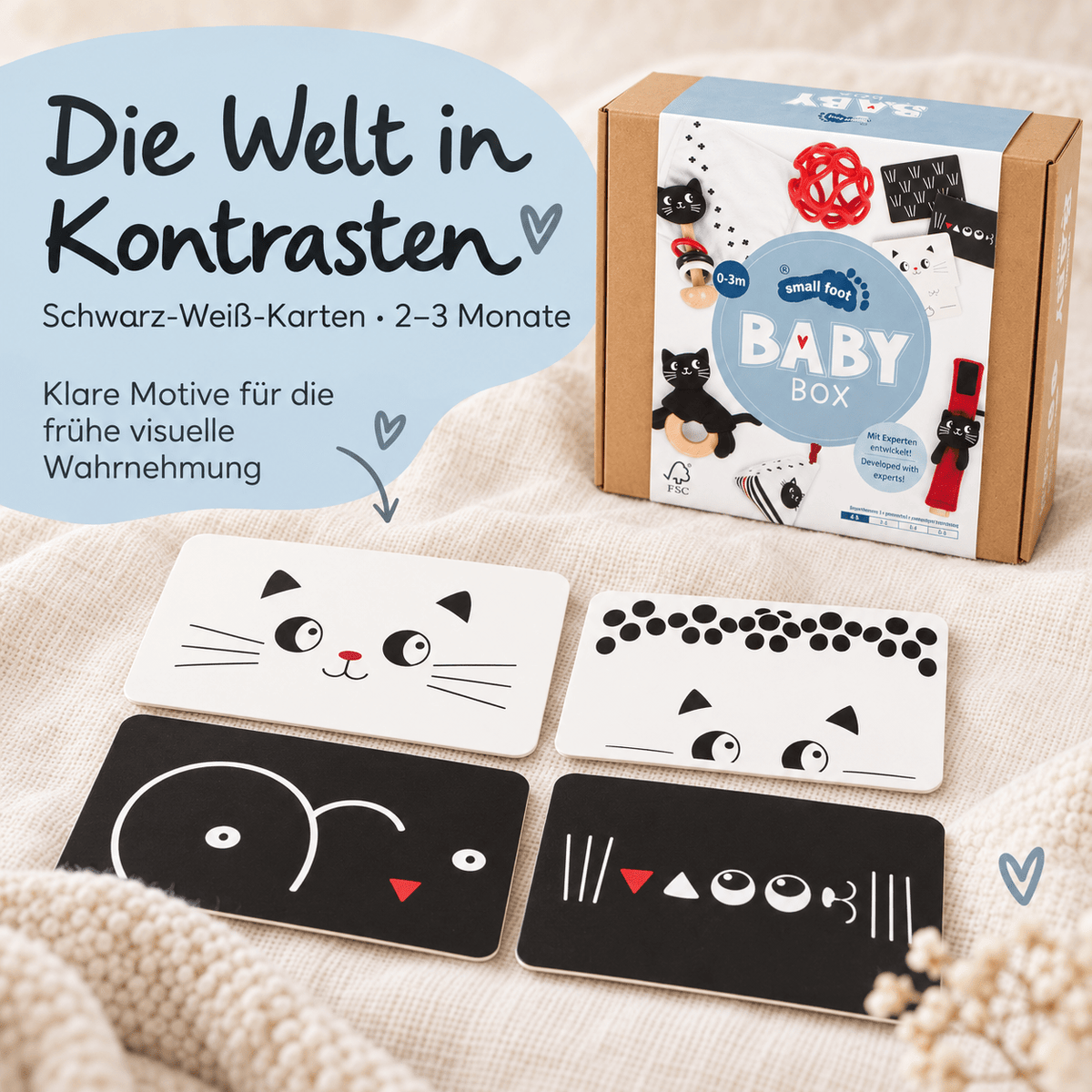 SMALL FOOT Baby-Box - 0 - 3 Monate „Wahrnehmen & Ankommen“ - wunderwunsch