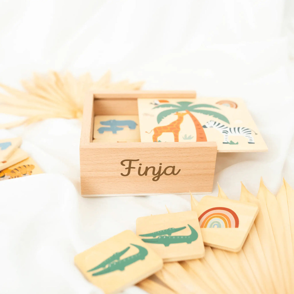 SMALL FOOT Memo Spiel Safari Holz personalisiert - wunderwunsch