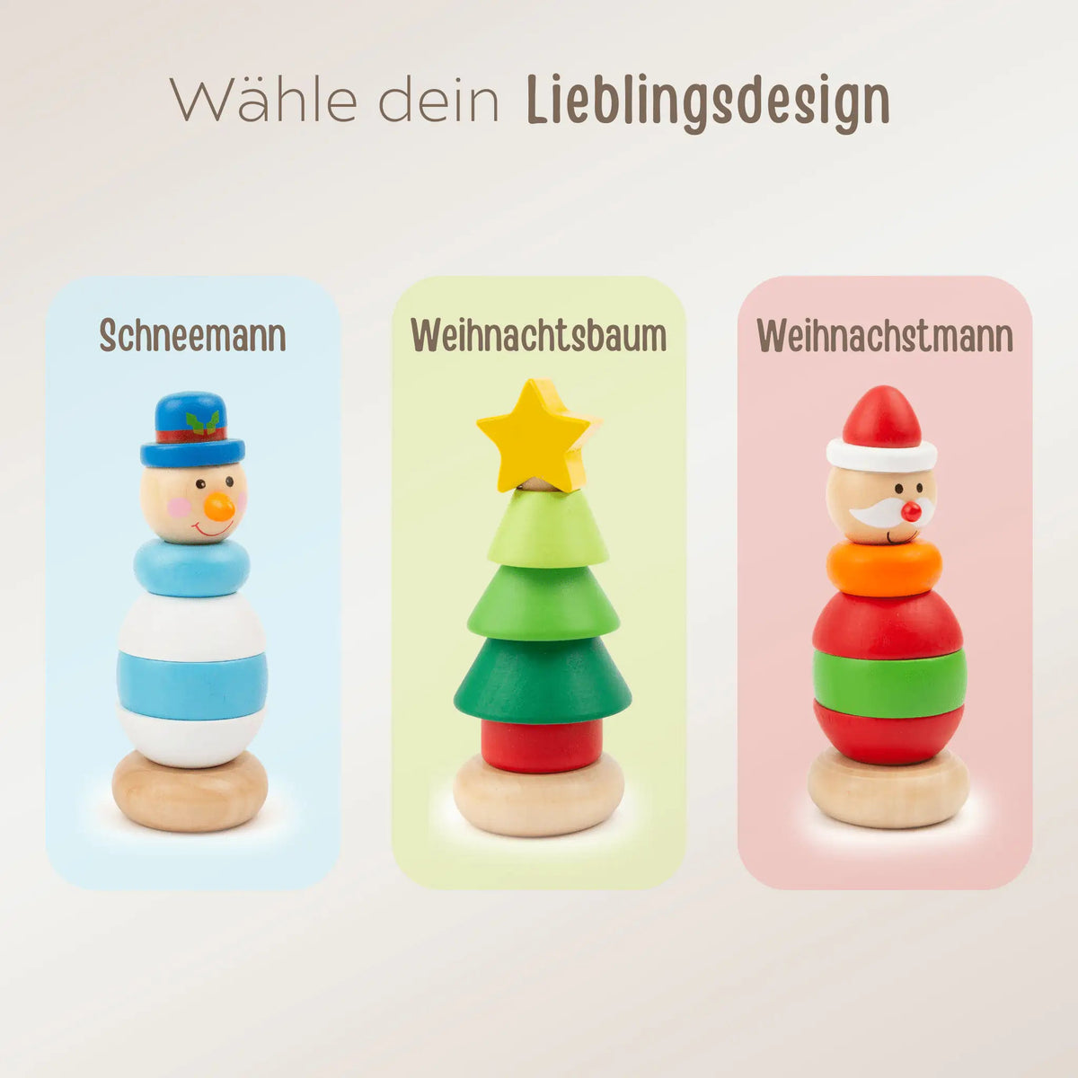 SMALL FOOT Mini Stapelturm "Weihnachten" personalisiert - wunderwunsch