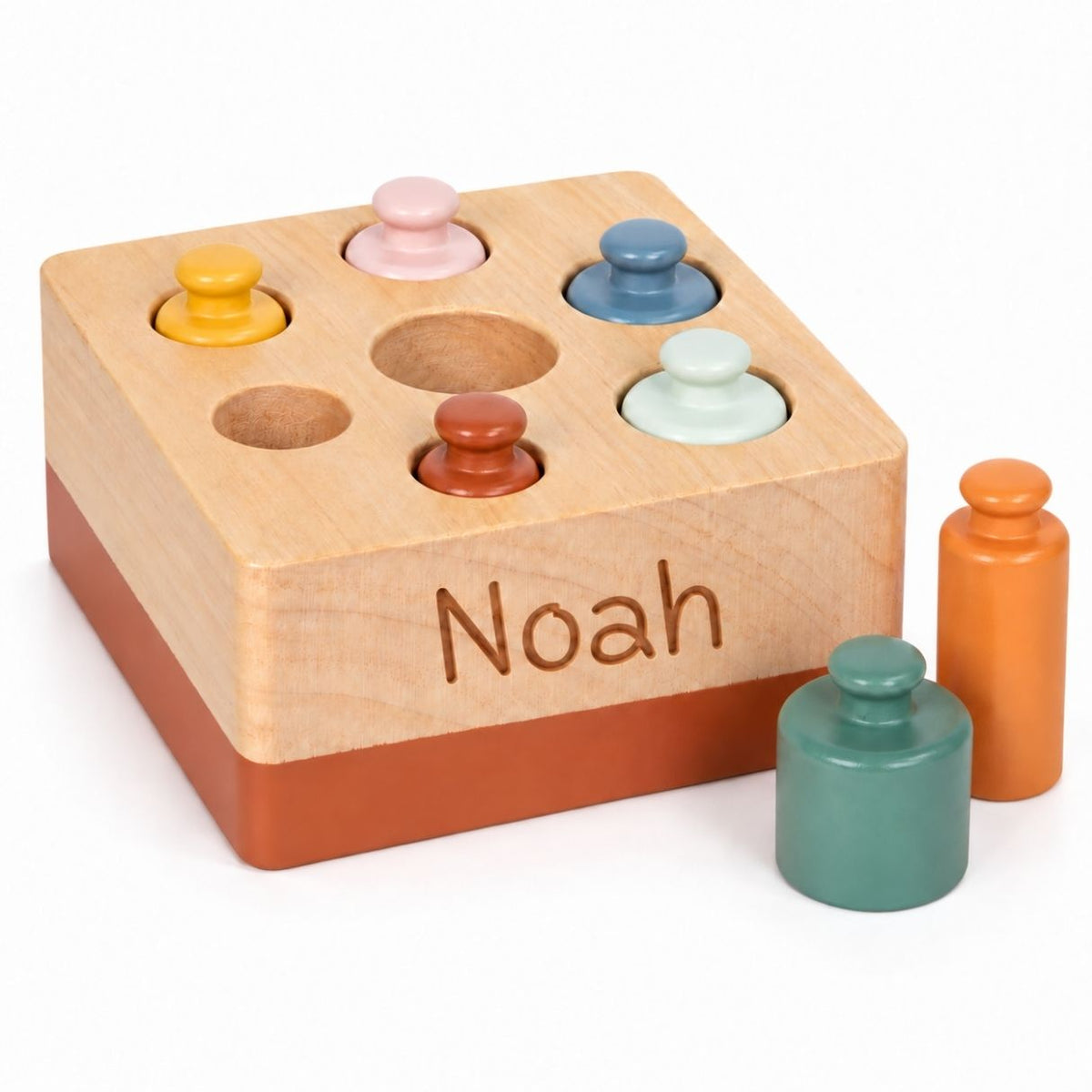 SMALL FOOT Montessori Steckpiel mit Zylindern personalisiert - wunderwunsch