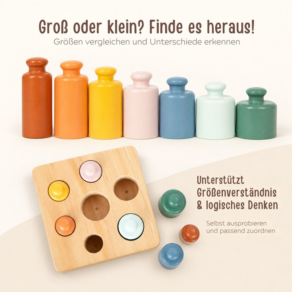 SMALL FOOT Montessori Steckpiel mit Zylindern personalisiert - wunderwunsch