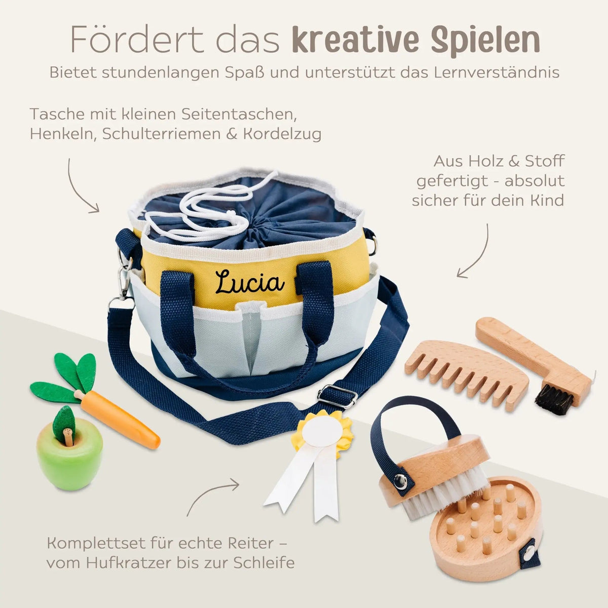 SMALL FOOT Pferdepflege-Set mit Tasche personalisierbar - wunderwunsch