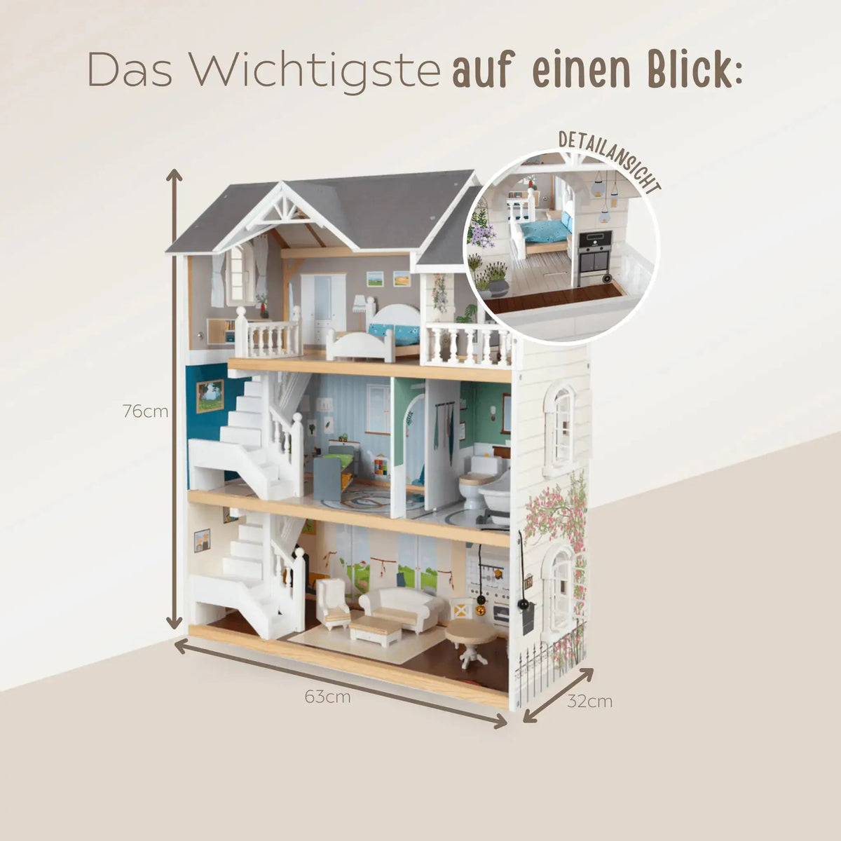 SMALL FOOT Puppenhaus Stadtvilla personalisiert - wunderwunsch