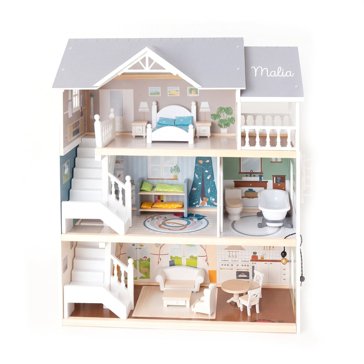 SMALL FOOT Puppenhaus Stadtvilla personalisiert - wunderwunsch