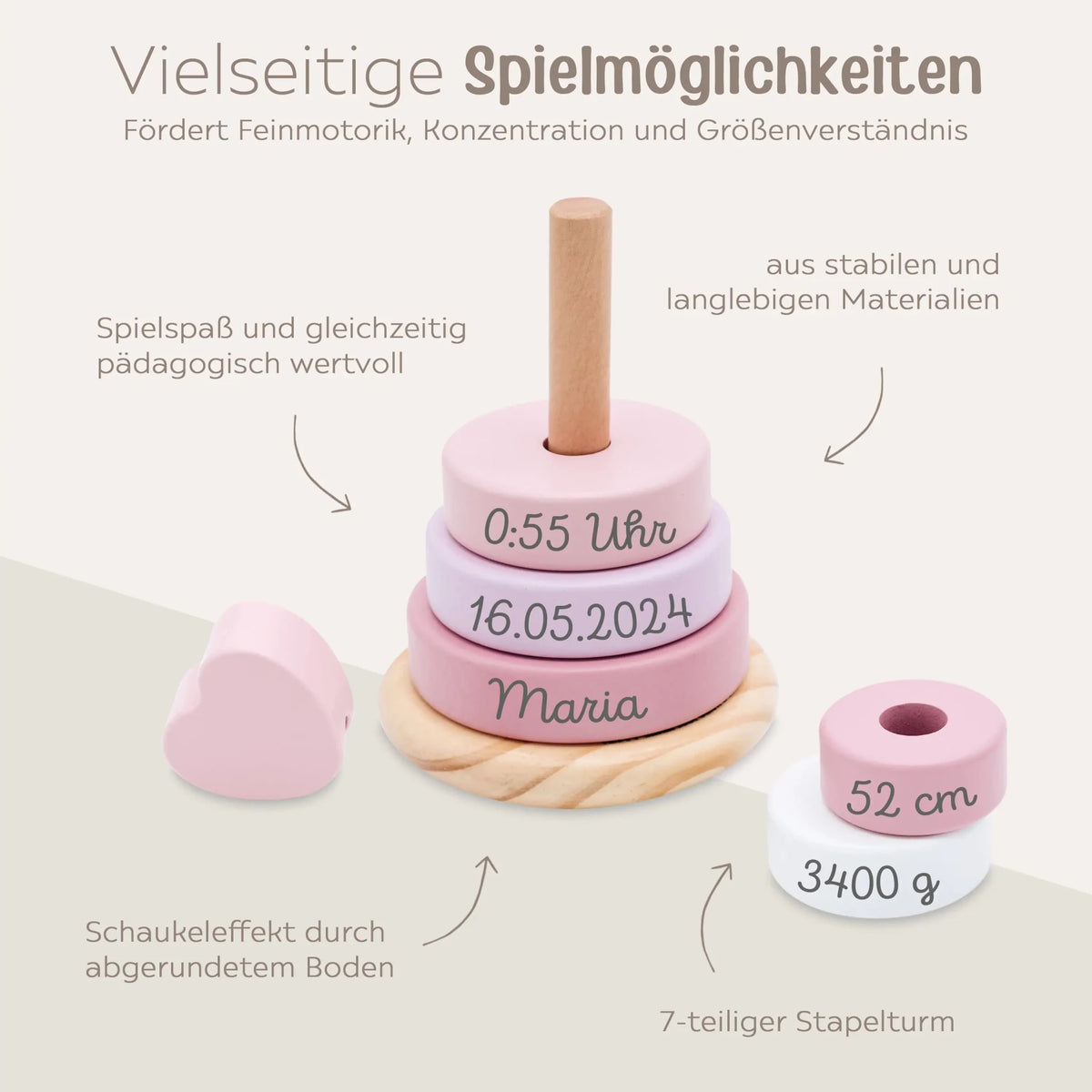 Small foot Stapelturm Holz personalisiert - wunderwunsch