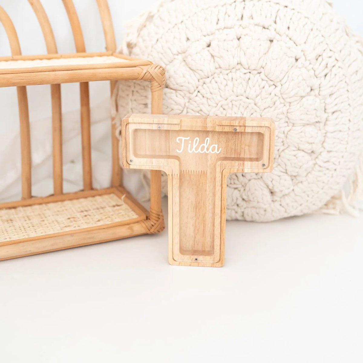 Spardose Holz mit Wunschnamen - Buchstaben - wunderwunsch