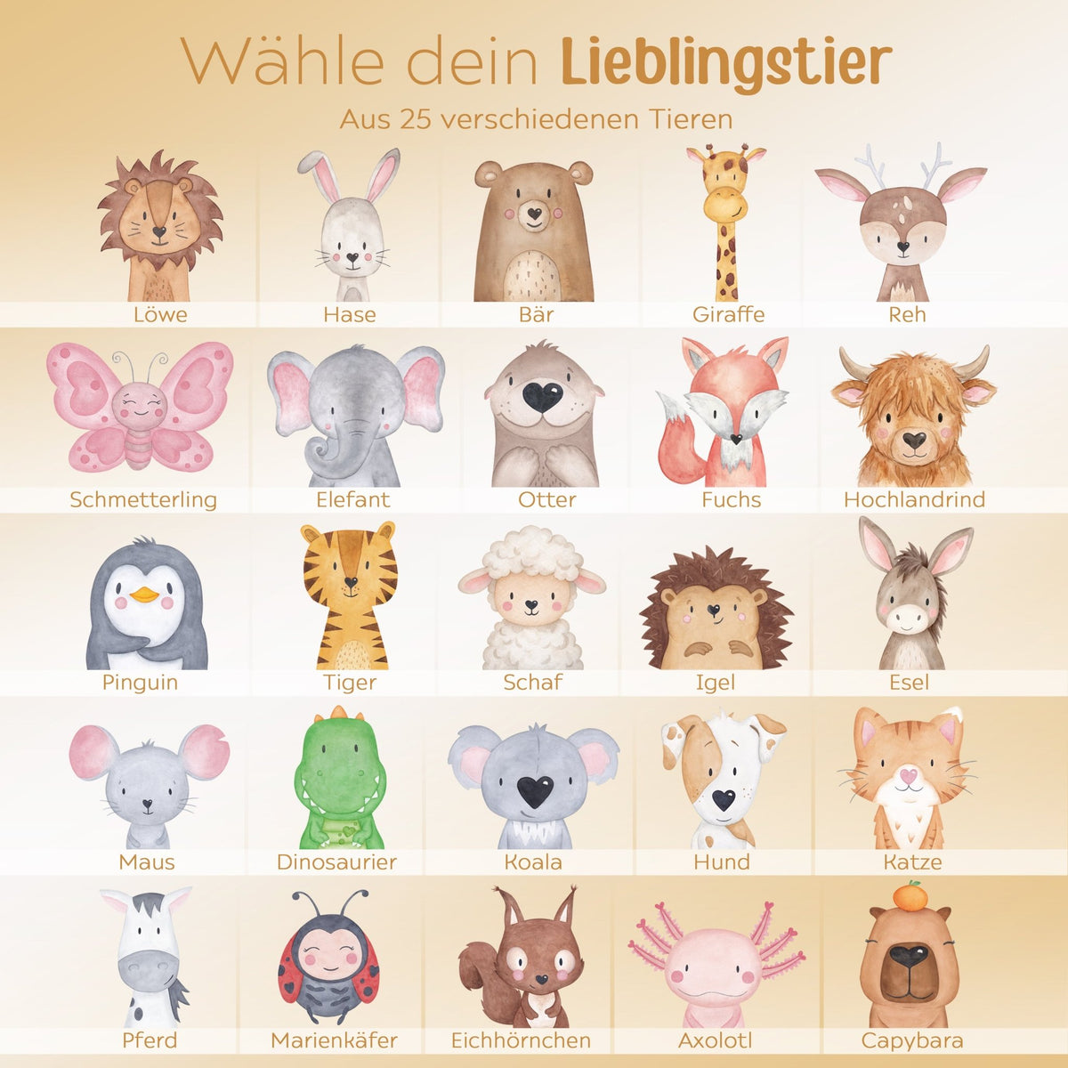 Spardose Holz personalisiert - Tier Aquarell - wunderwunsch