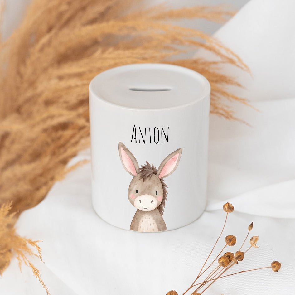 Spardose Keramik personalisiert - Tier Aquarell - wunderwunsch