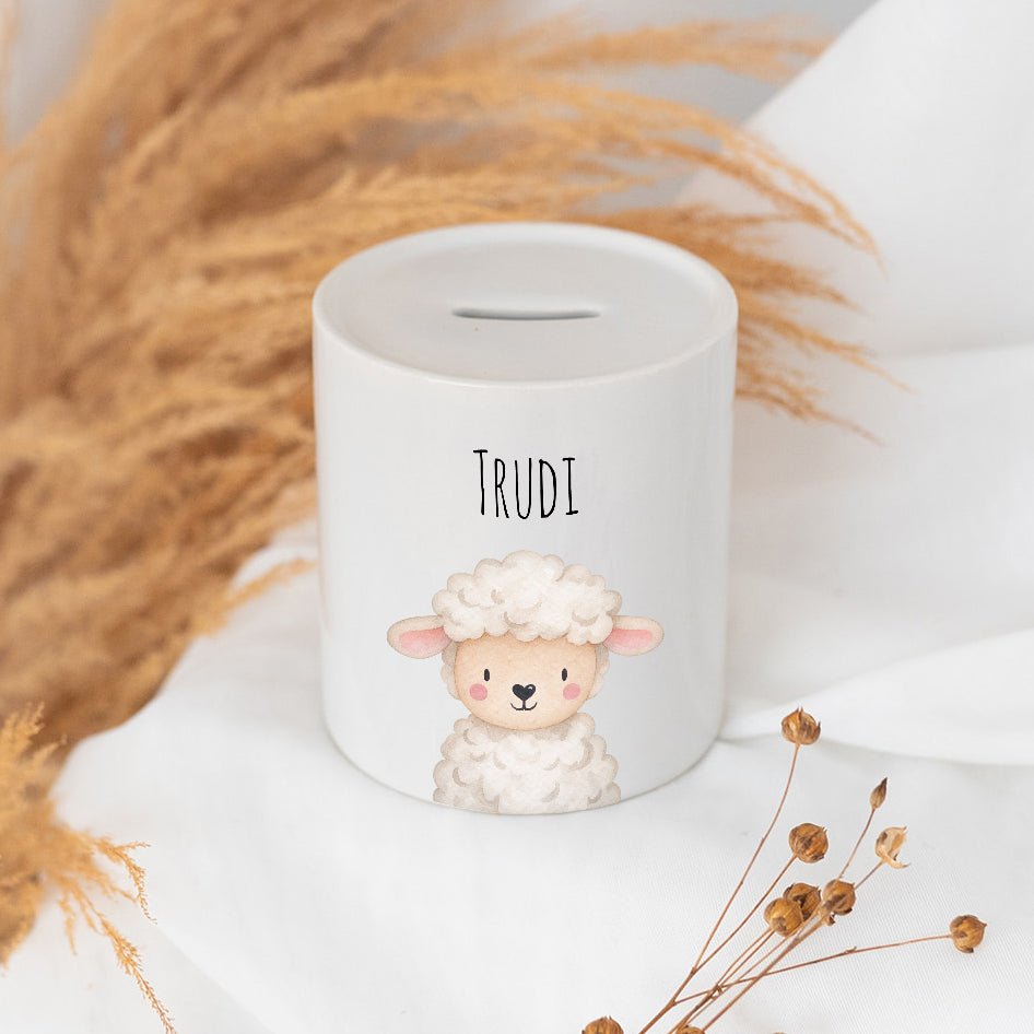 Spardose Keramik personalisiert - Tier Aquarell - wunderwunsch