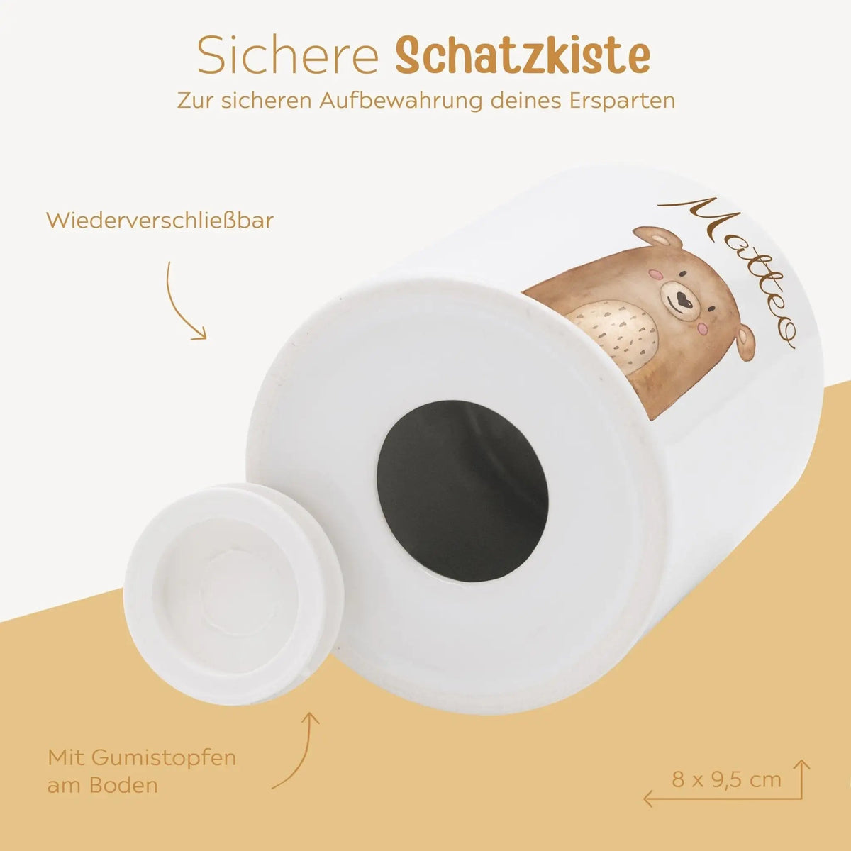 Spardose Keramik personalisiert - Tier Aquarell - wunderwunsch