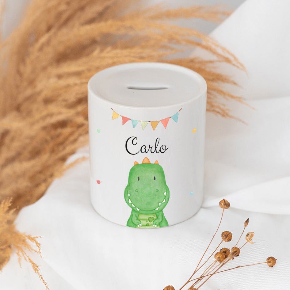 Spardose Keramik personalisiert - Tier Girlande Aquarell - wunderwunsch