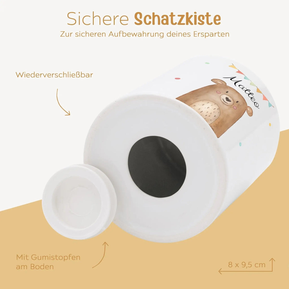 Spardose Keramik personalisiert - Tier Girlande Aquarell - wunderwunsch