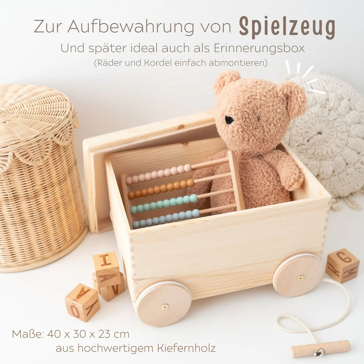 Spielzeugkiste mit Rollen "Tier Girlande" personalisiert - wunderwunsch