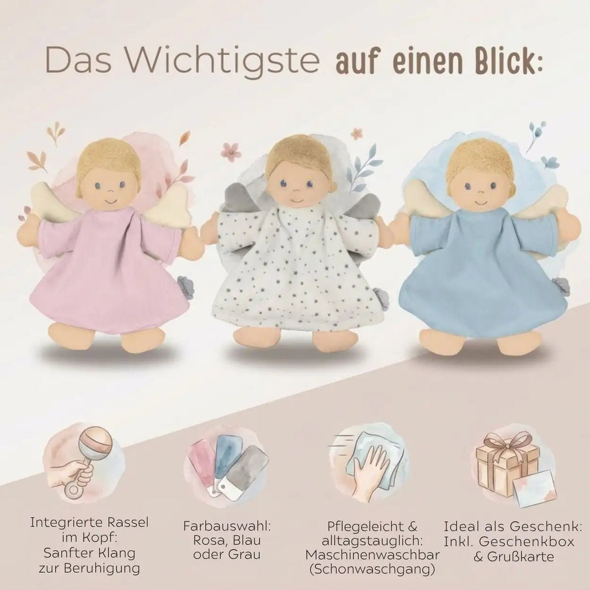 STERNTALER Schmusetuch personalisiert - Engel mit Rassel - wunderwunsch