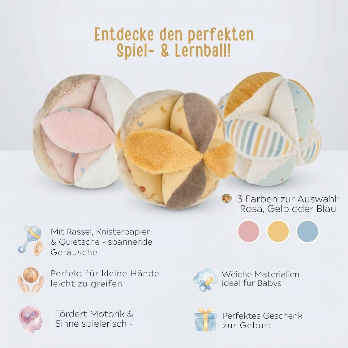 STERNTALER Stoffball mit Rassel und Knisterpapier personalisiert - wunderwunsch