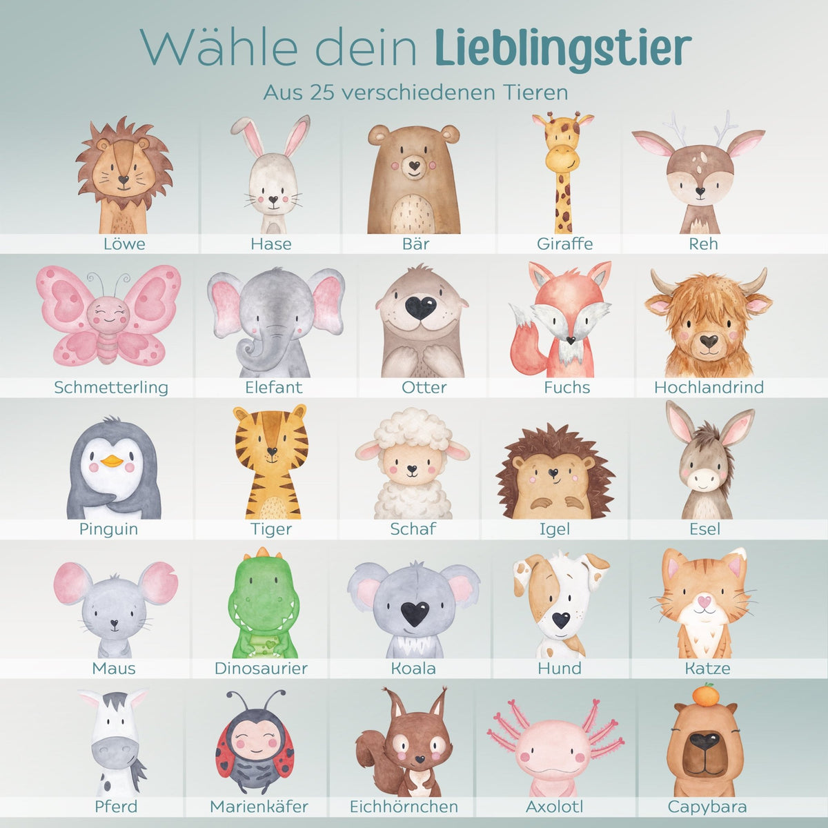 Stiftebecher Holz personalisiert - Tier Aquarell - wunderwunsch
