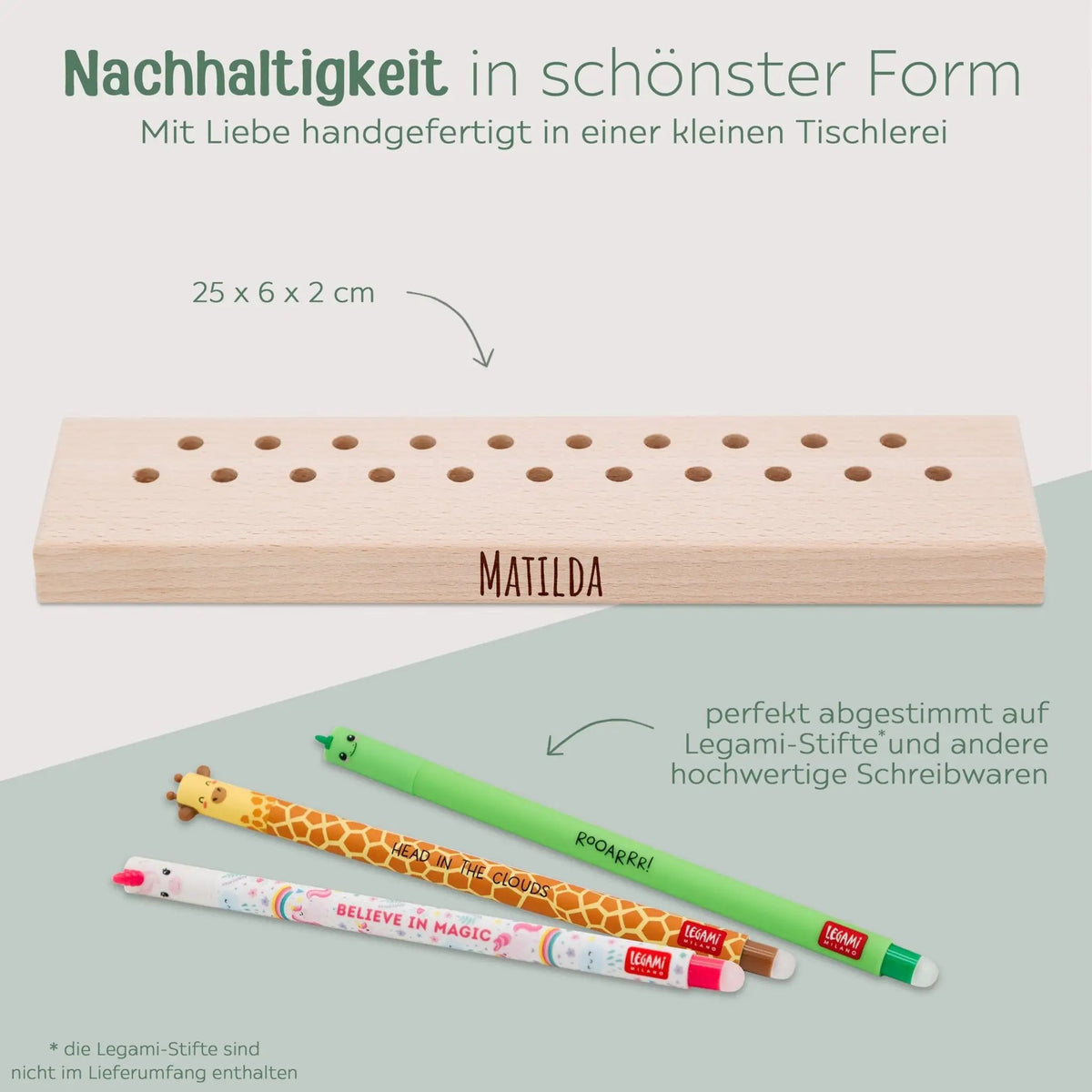 Legami Stiftehalter Holz personalisiert - länglich für 21 Stifte - wunderwunsch