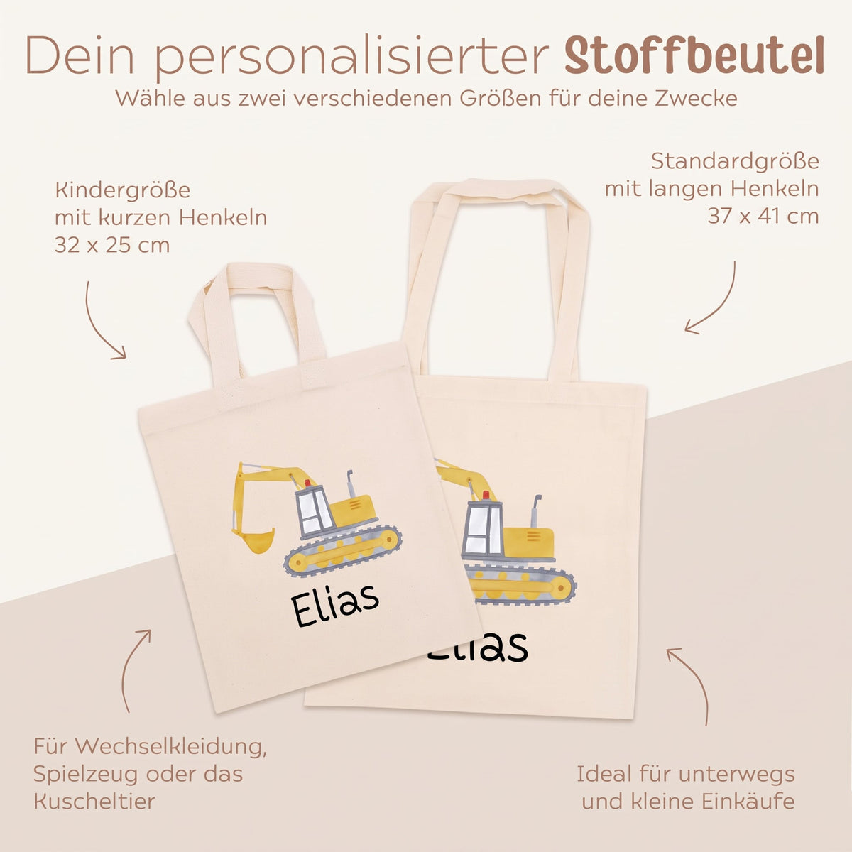 Stoffbeutel "Fahrzeuge" personalisiert - wunderwunsch