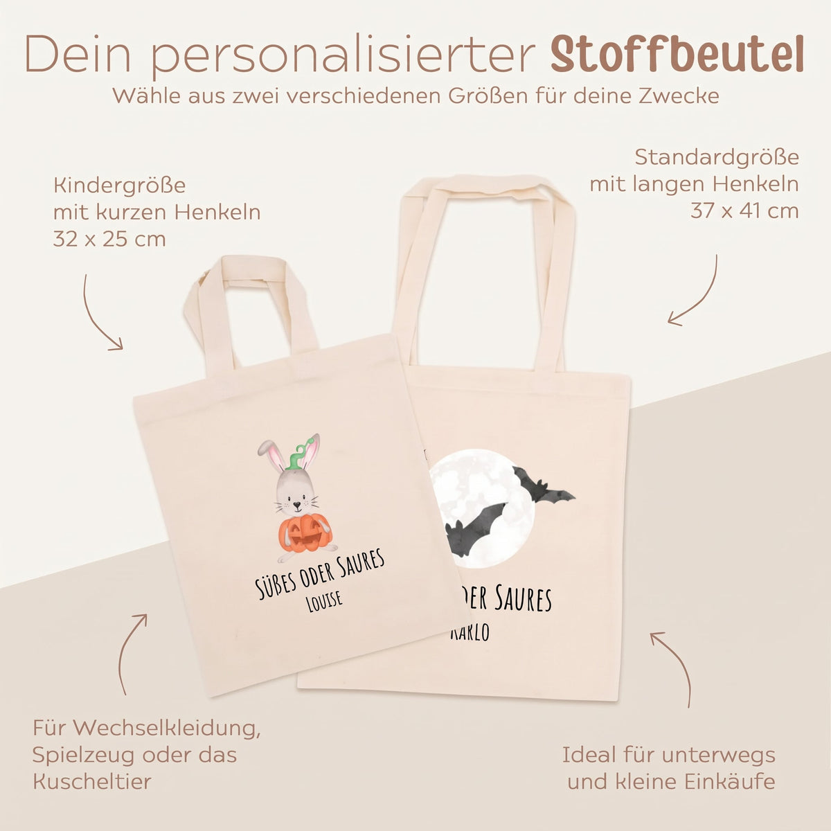 Stoffbeutel "Halloween" personalisiert - wunderwunsch