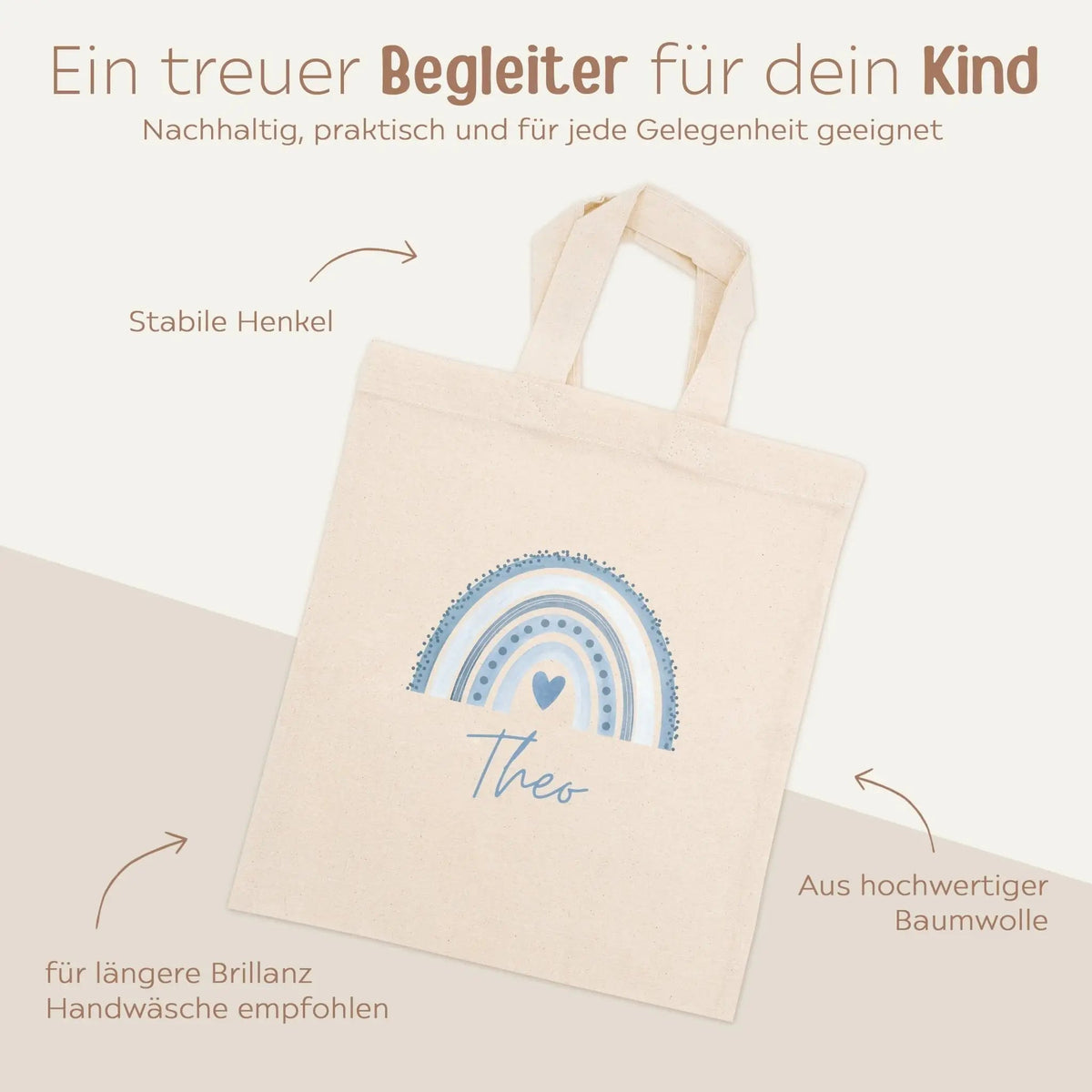 Stoffbeutel "Regenbogen" personalisiert - wunderwunsch