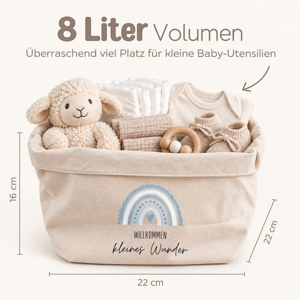 Stoffkorb Baby - Regenbogen Aquarell - wunderwunsch