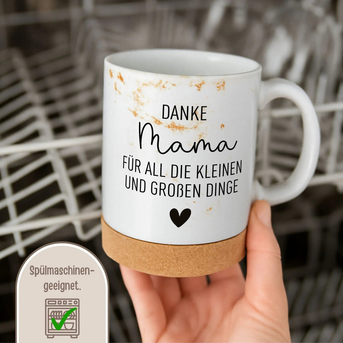 Tasse mit Korkboden - Danke Mama/Papa - wunderwunsch