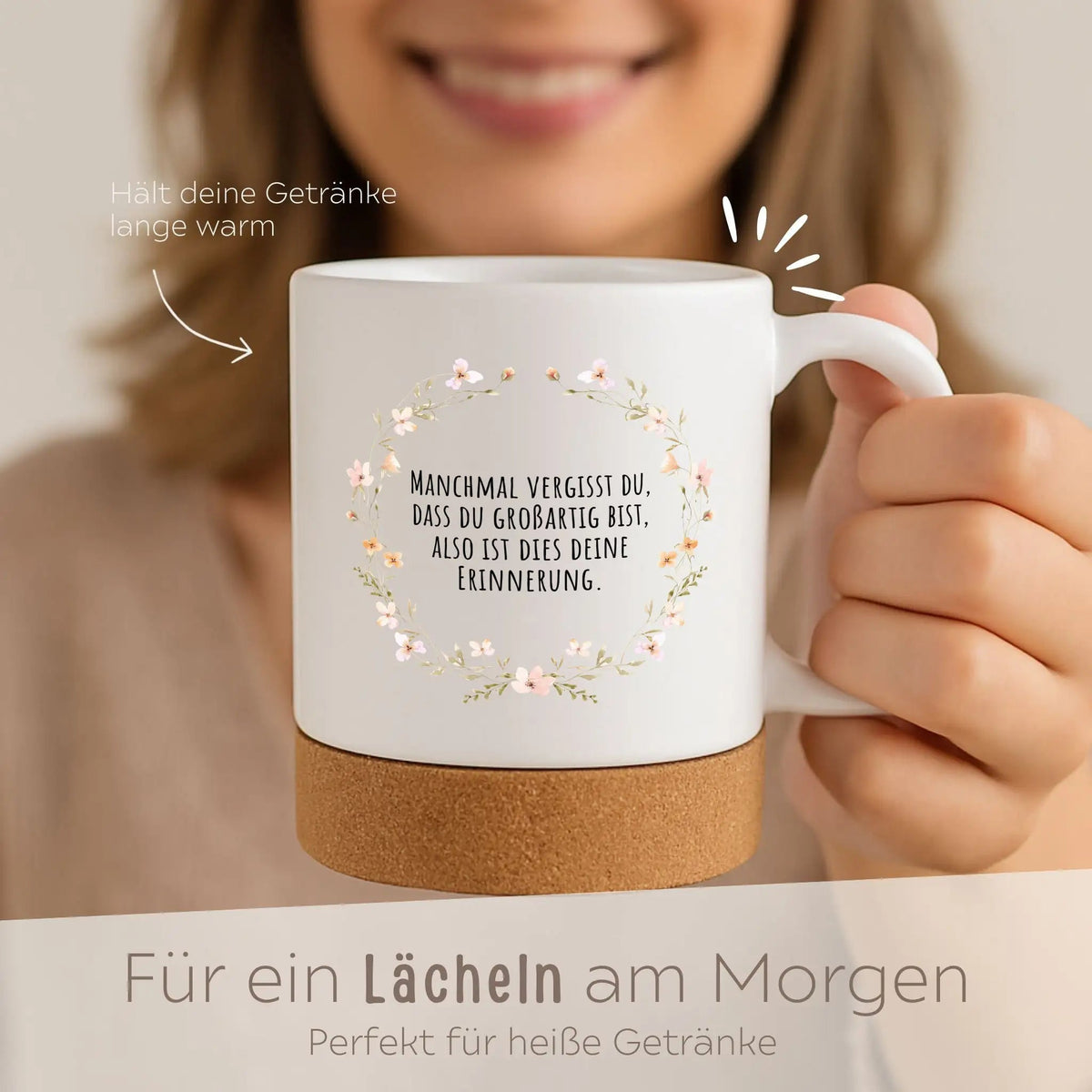 Tasse mit Korkboden - Du bist großartig - wunderwunsch