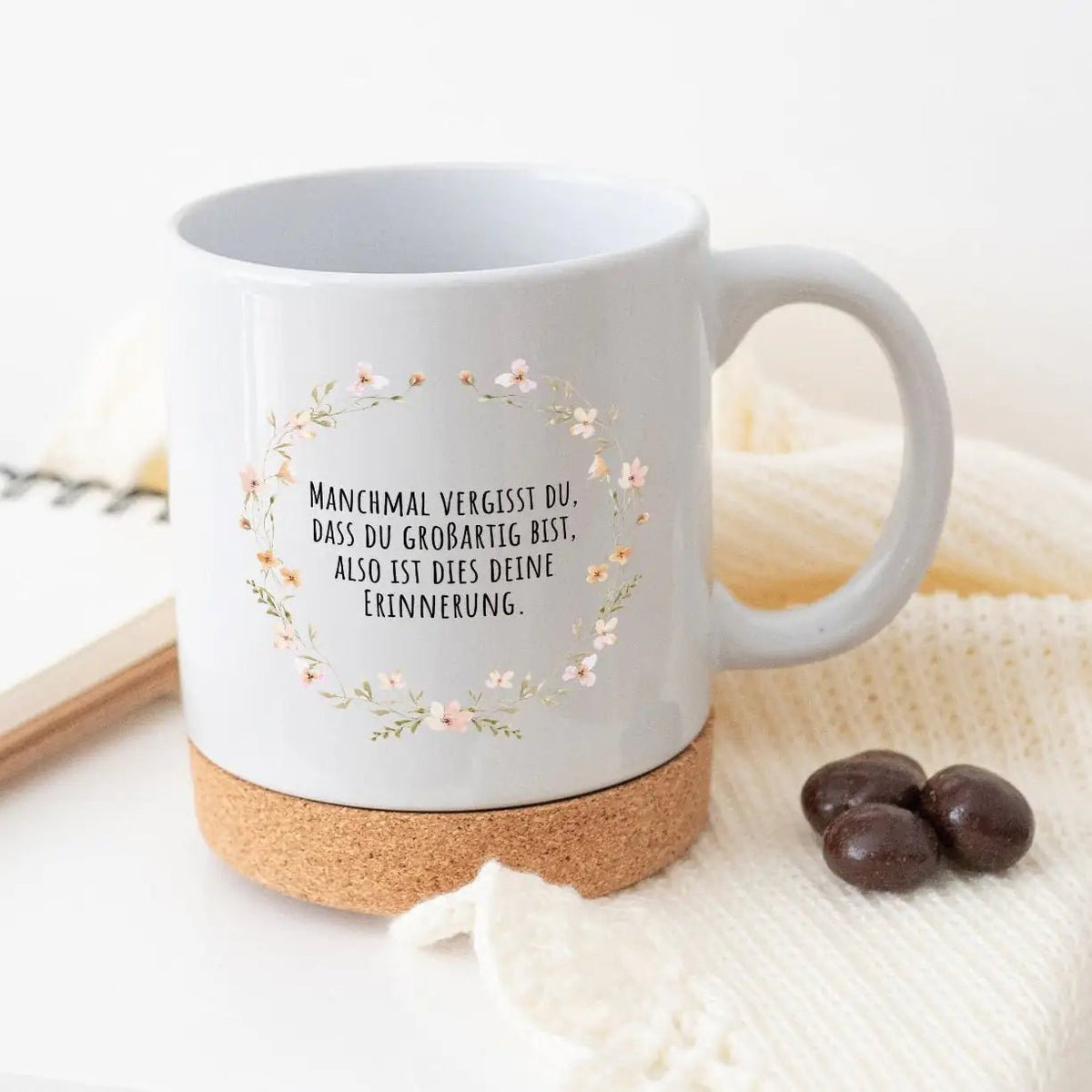 Tasse mit Korkboden - Du bist großartig - wunderwunsch