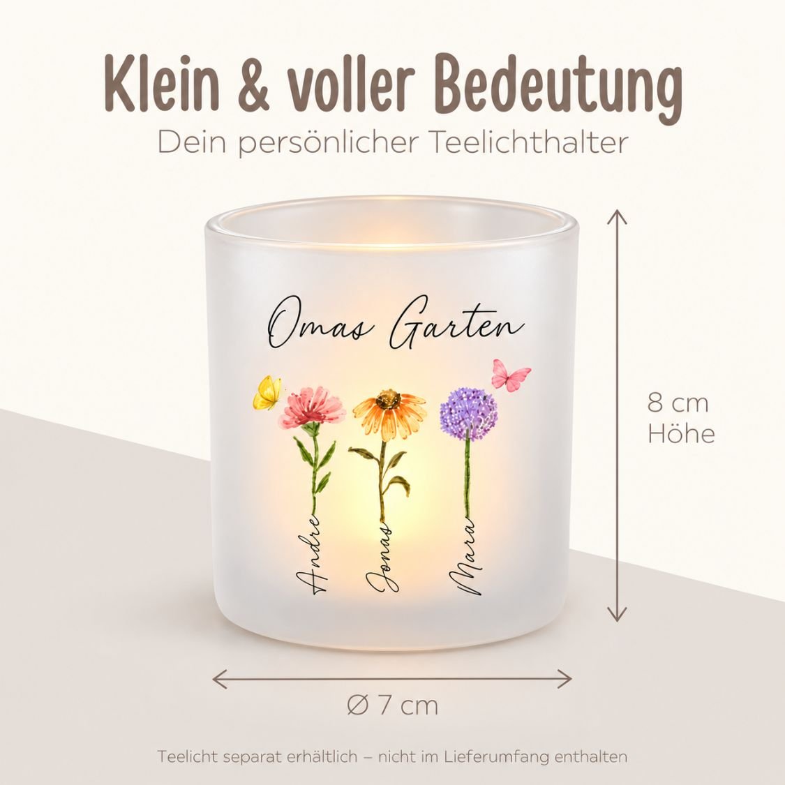 Teelichthalter personalisiert - Garten - wunderwunsch