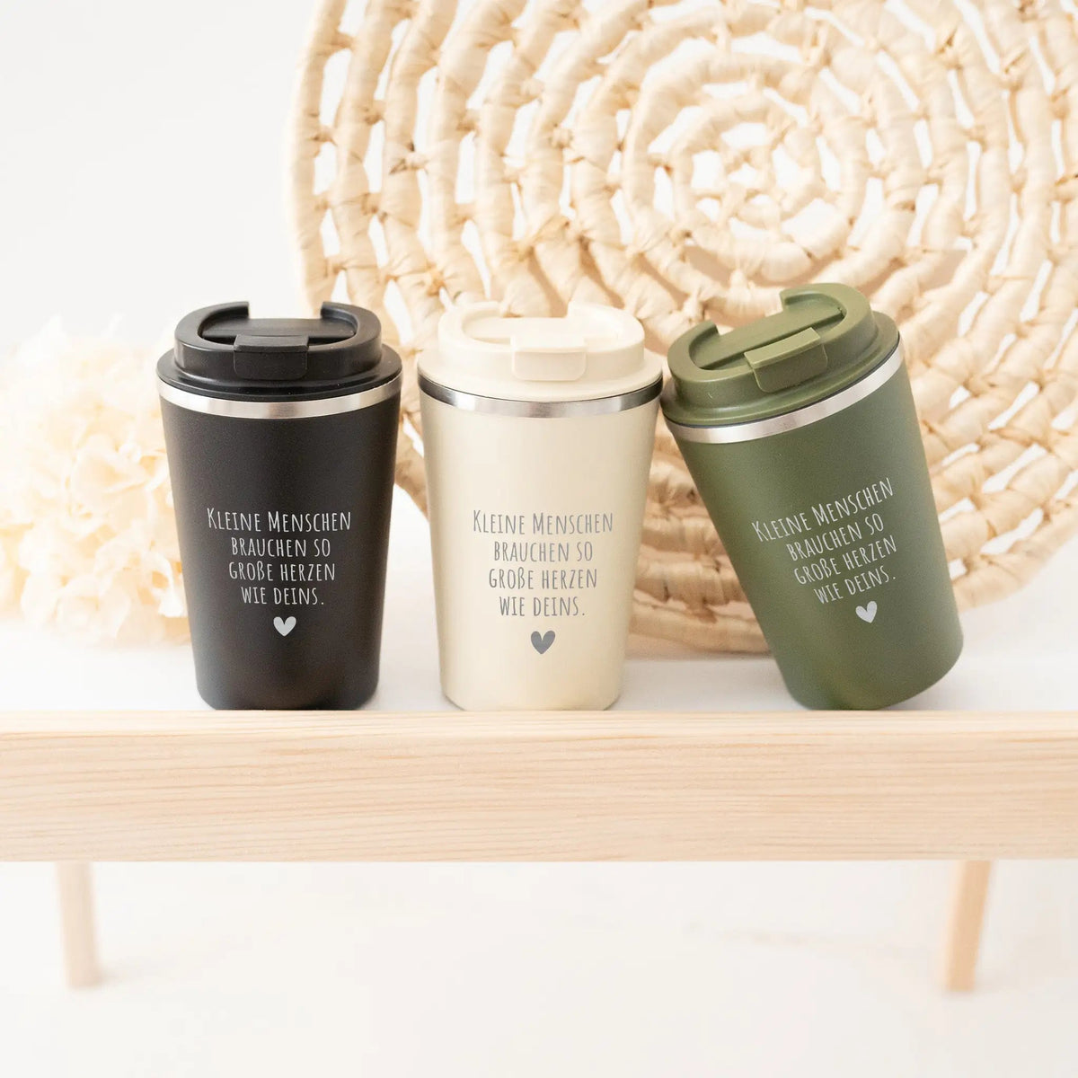 Thermobecher To-Go - Kleine Menschen brauchen große Herzen - wunderwunsch