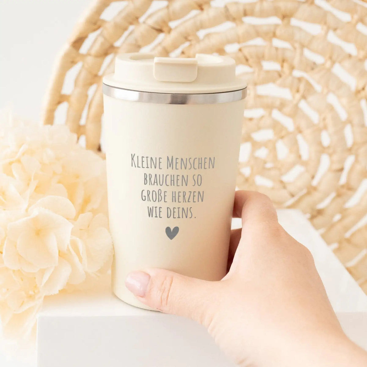 Thermobecher To-Go - Kleine Menschen brauchen große Herzen - wunderwunsch
