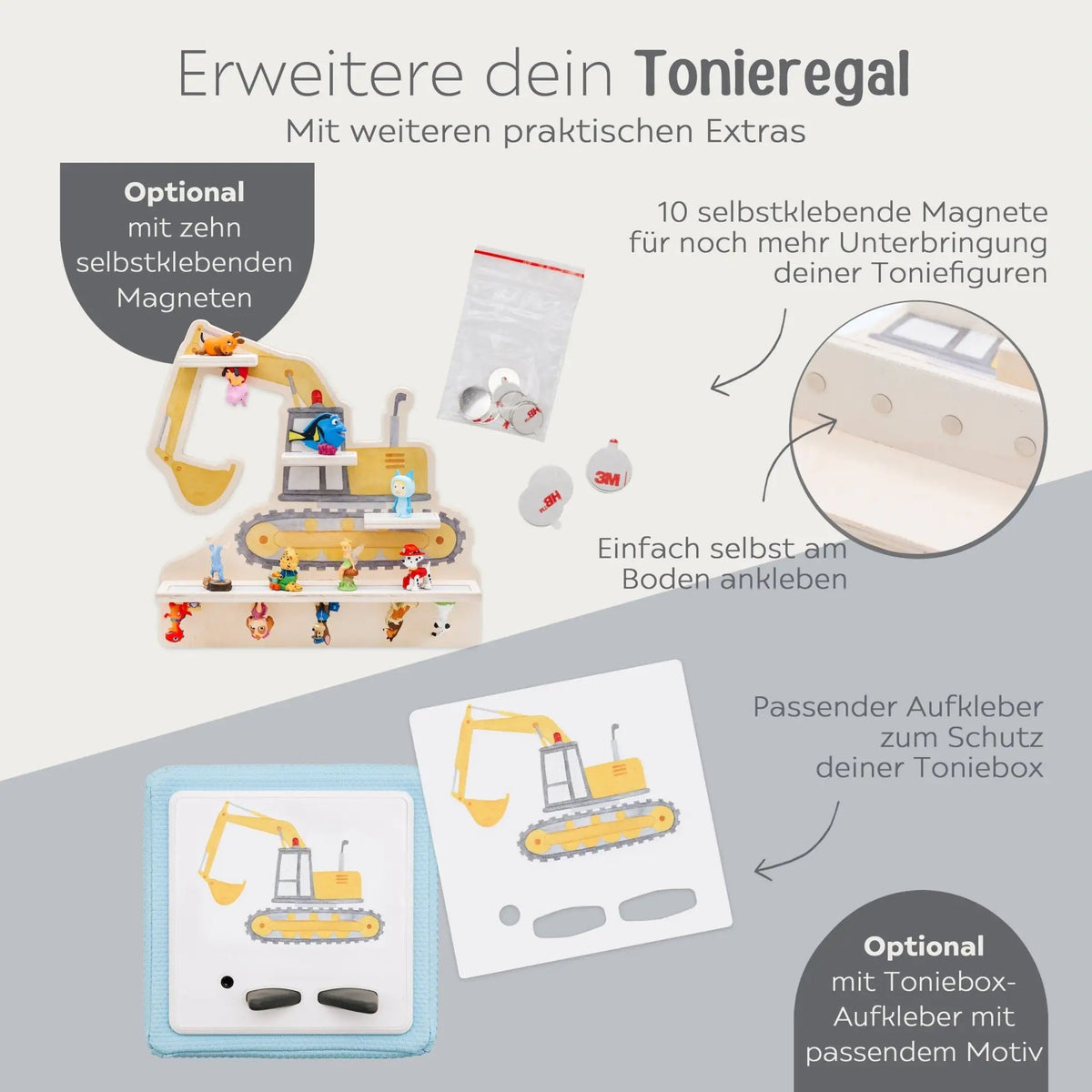 Toniebox Regal Holz - Fahrzeuge Aquarell - wunderwunsch