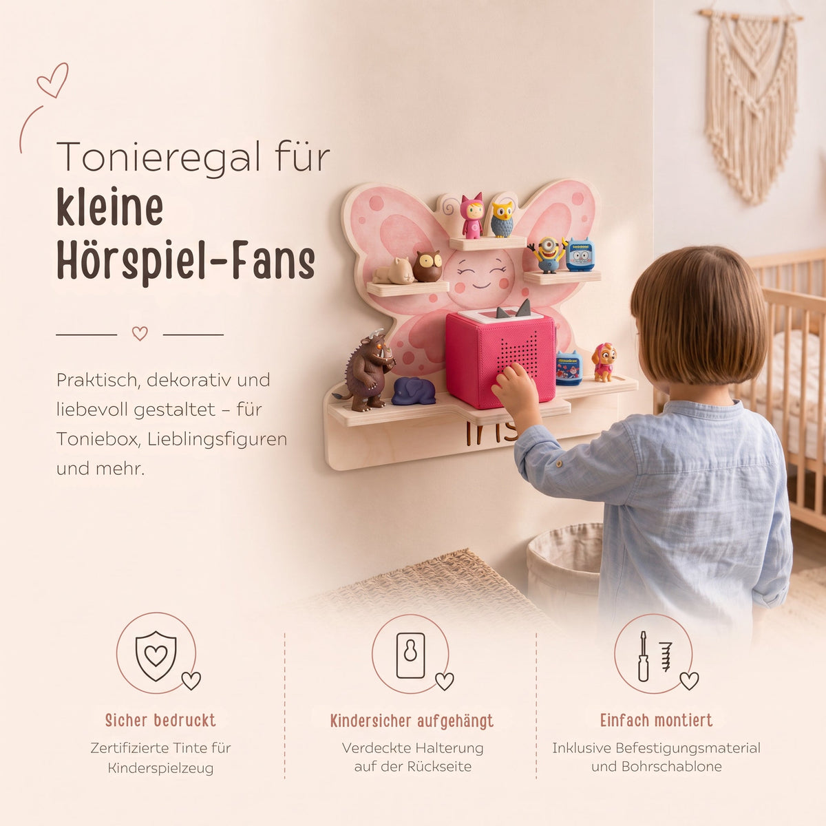 Toniebox Regal Holz - Schmetterling Aquarell - wunderwunsch