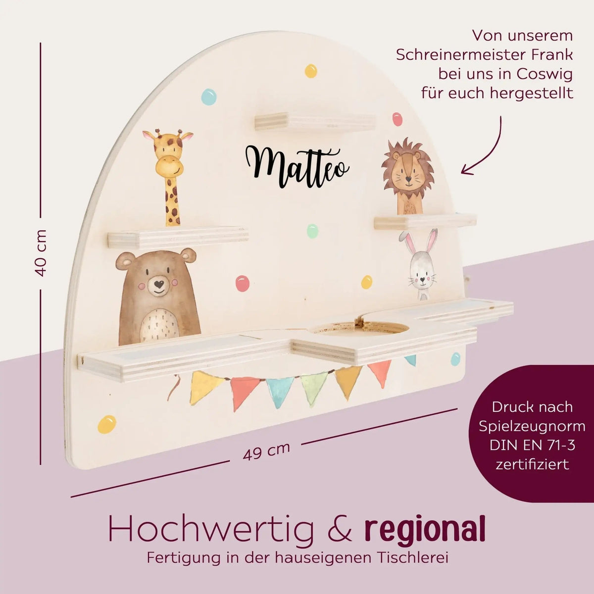 Toniebox Regal Holz - Tiere Girlande Aquarell - wunderwunsch