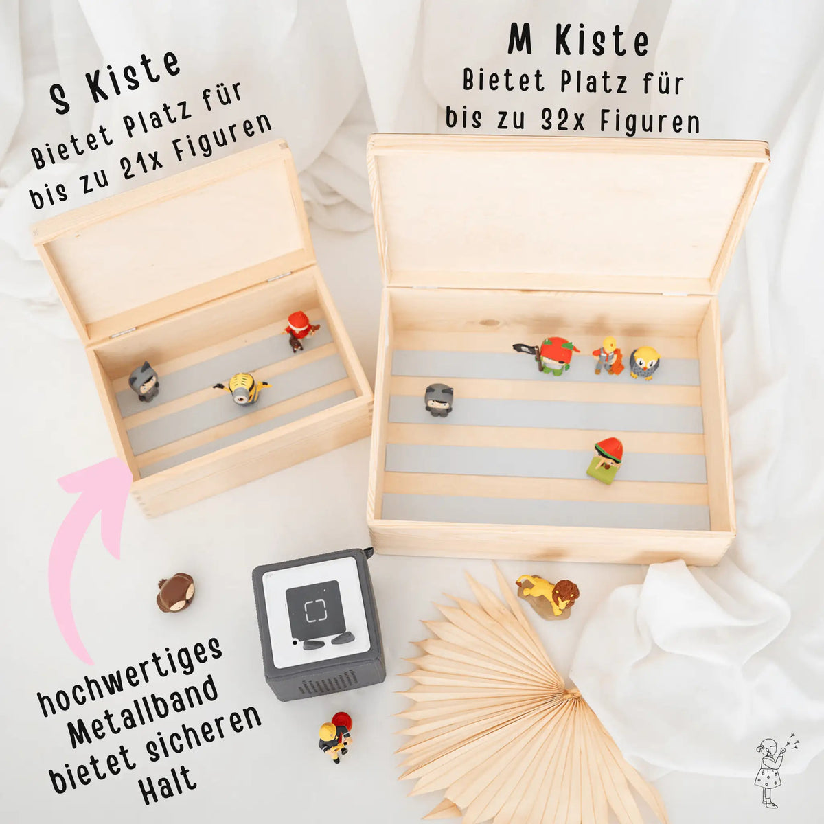 Toniefiguren Kiste Holz mit Magnetstreifen - Tier Szenario Aquarell - wunderwunsch