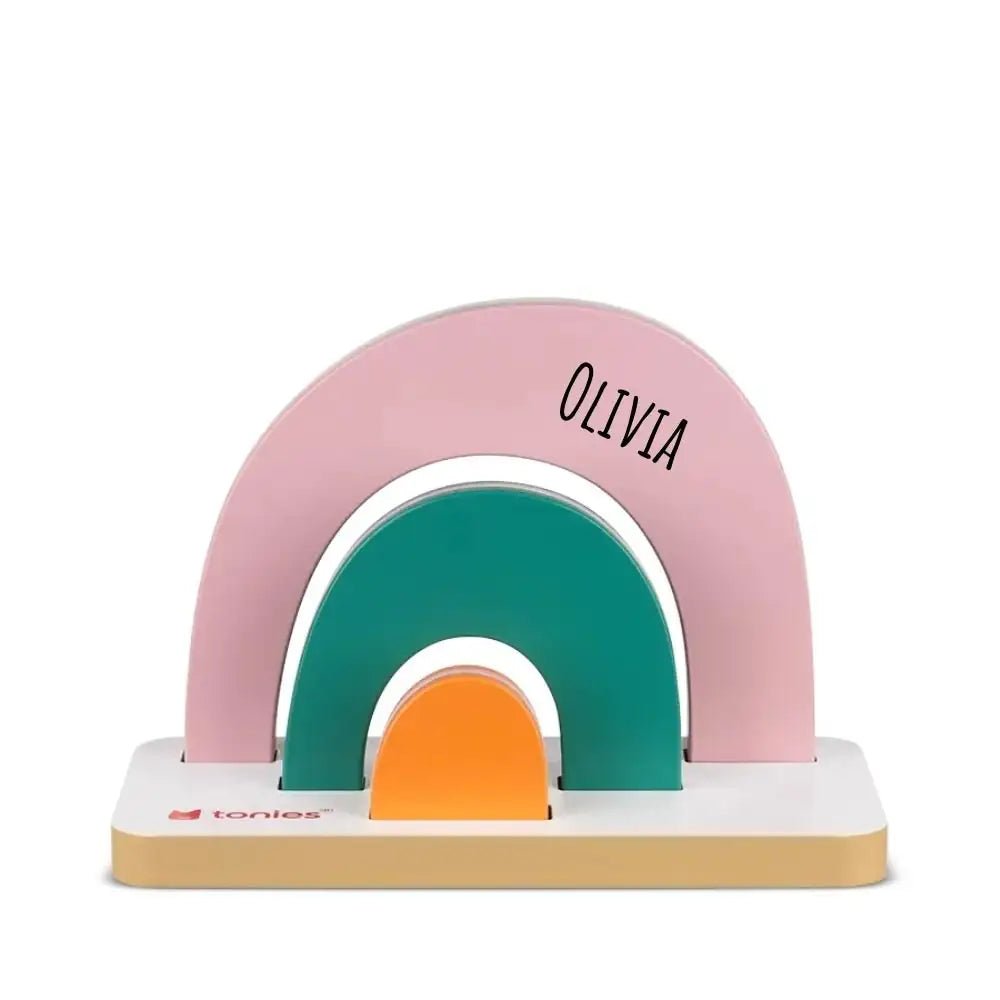 TONIES Mini Standregal personalisiert - Regenbogen, Berg, Haus - wunderwunsch