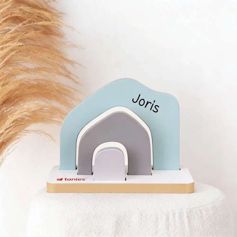 TONIES Mini Standregal personalisiert - Regenbogen, Berg, Haus - wunderwunsch