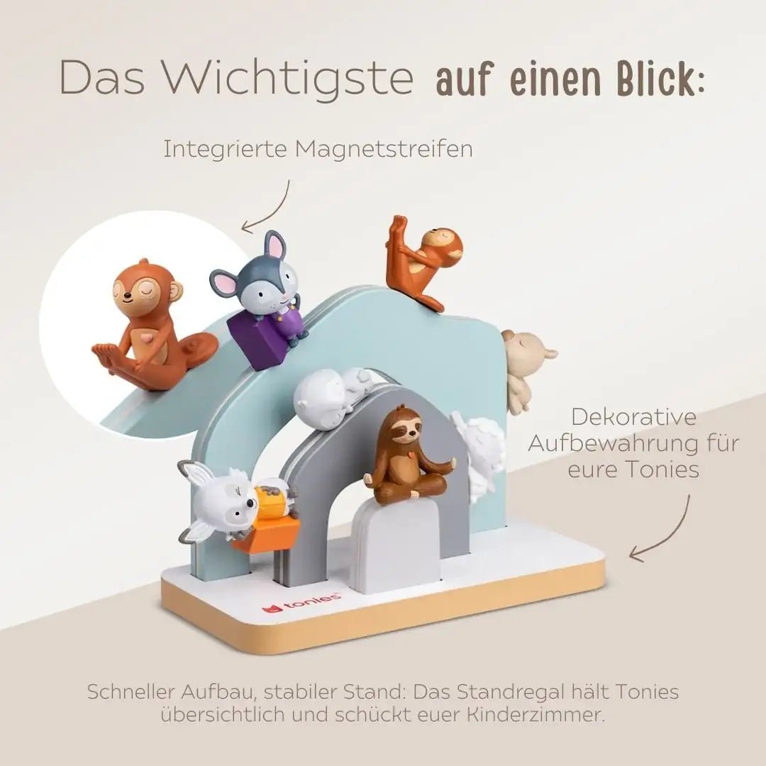 TONIES Mini Standregal personalisiert - Regenbogen, Berg, Haus - wunderwunsch