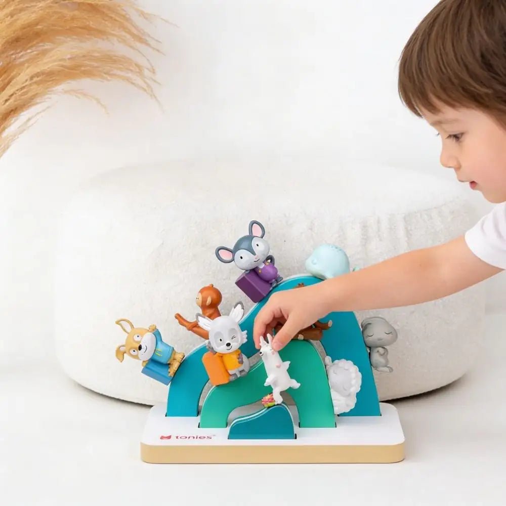 TONIES Mini Standregal personalisiert - Regenbogen, Berg, Haus - wunderwunsch