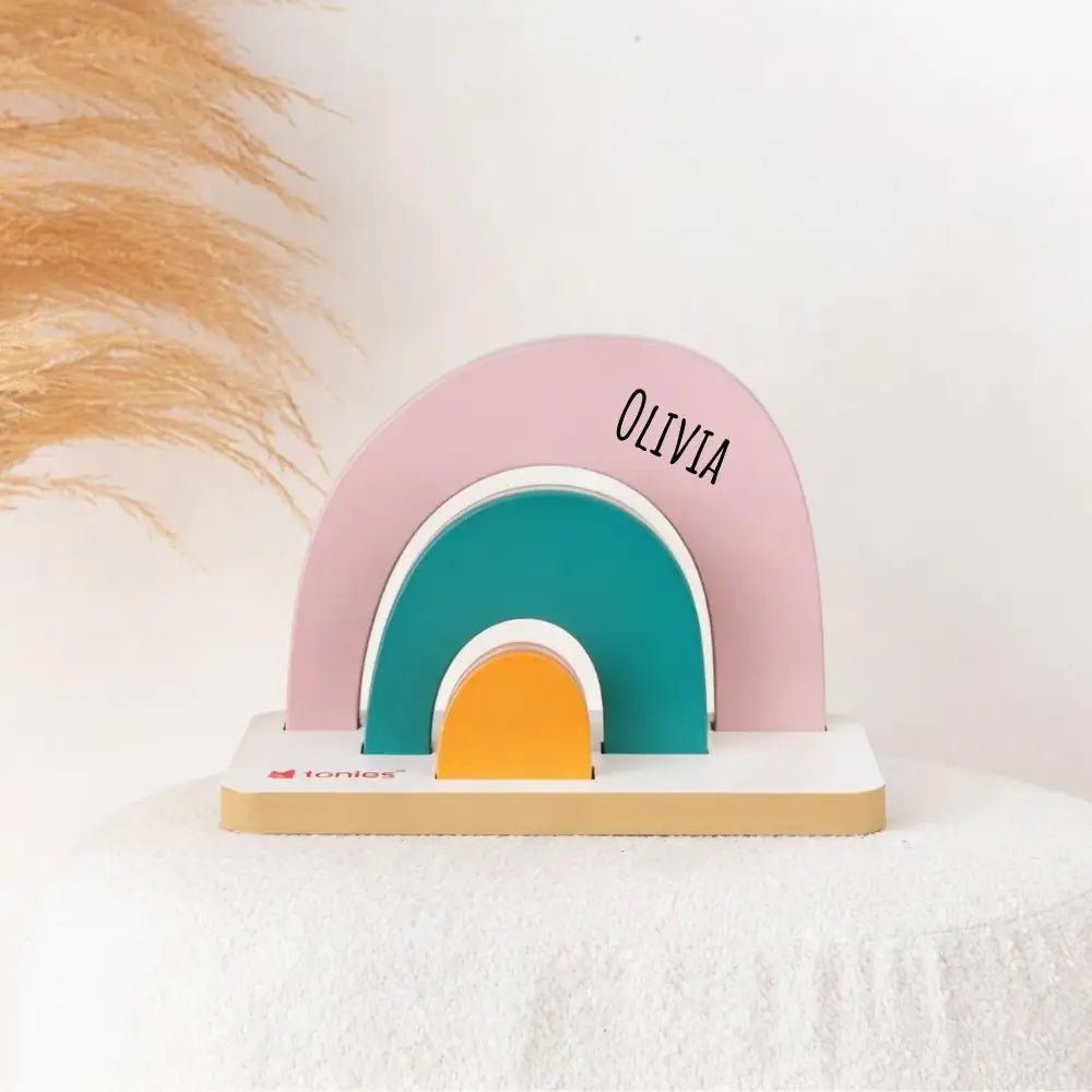 TONIES Mini Standregal personalisiert - Regenbogen, Berg, Haus - wunderwunsch