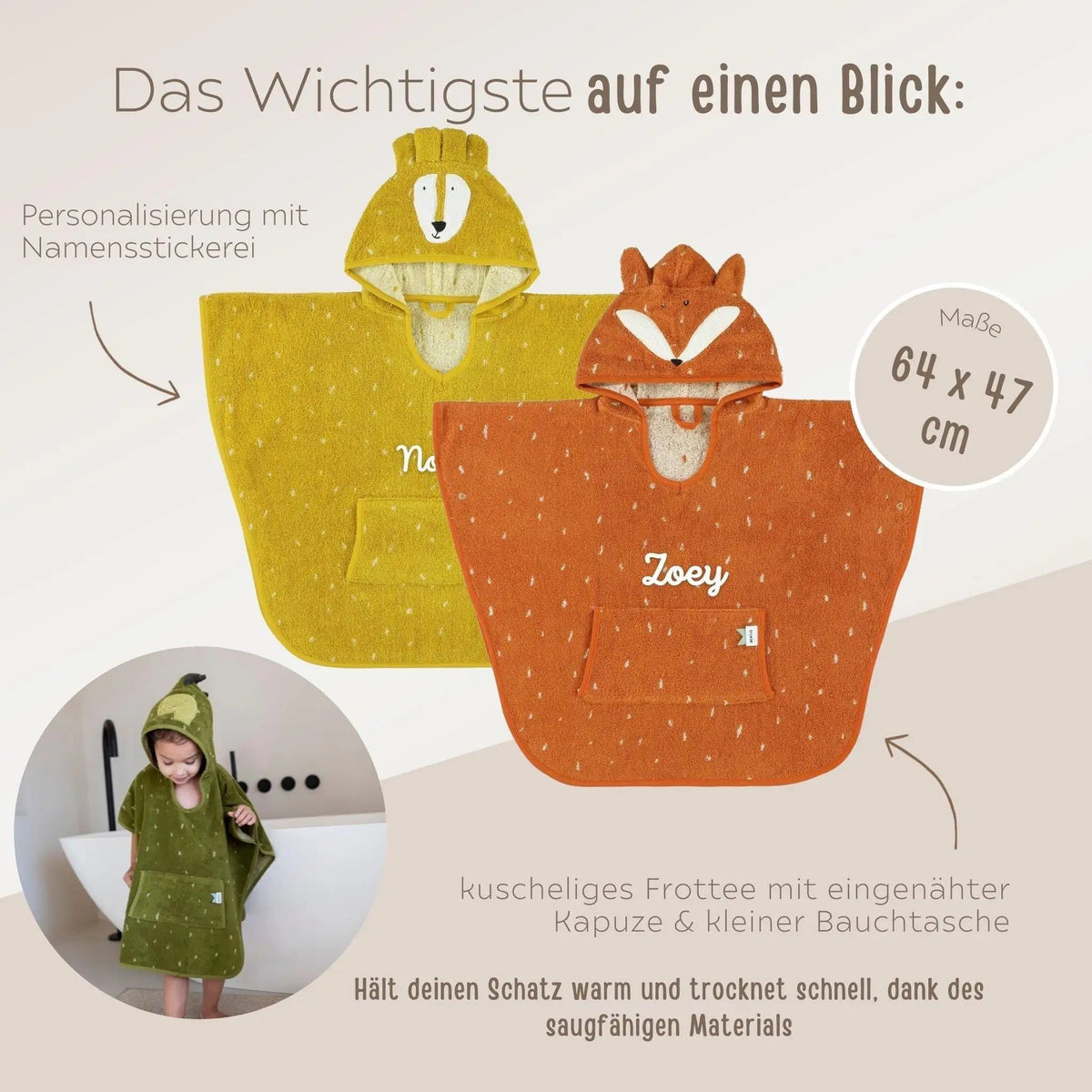 TRIXIE Badeponcho Baby personalisiert - wunderwunsch