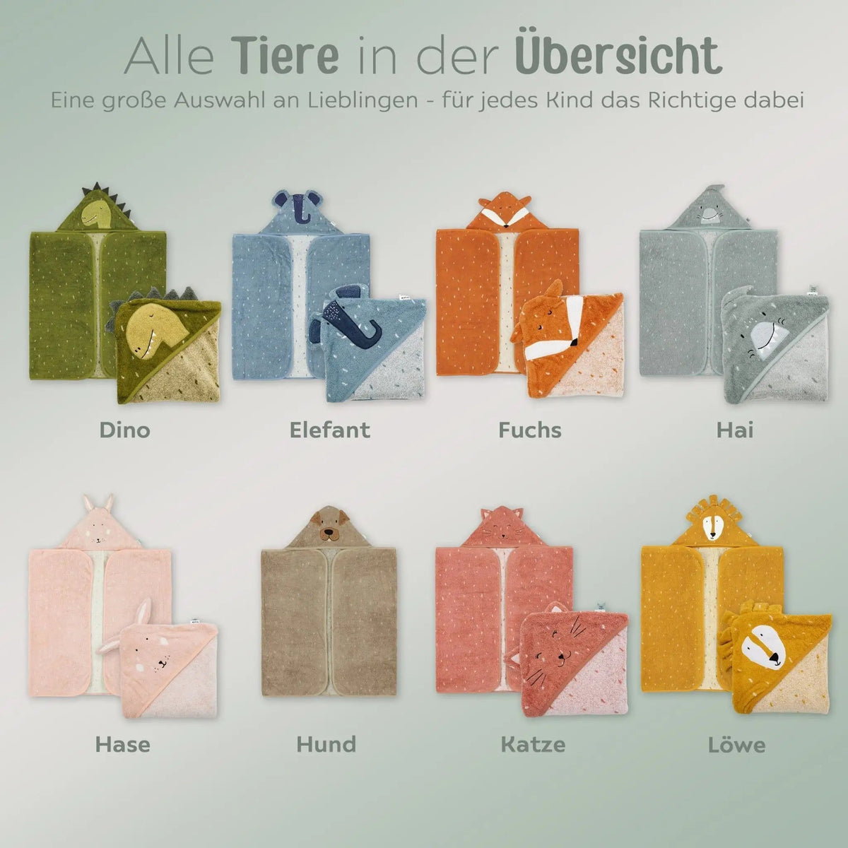 TRIXIE Kapuzenhandtuch Baby personalisiert - Tiere - wunderwunsch