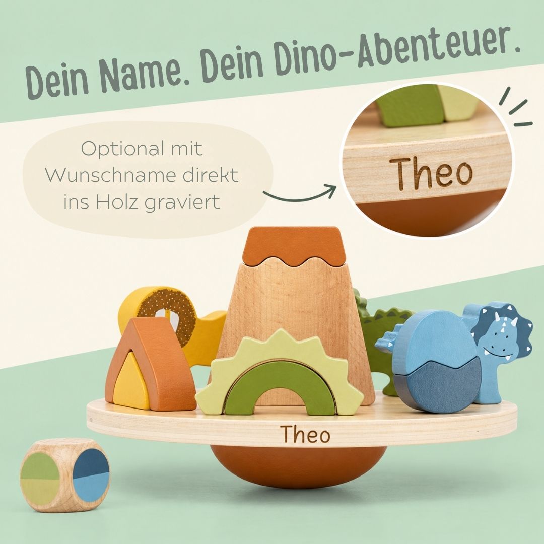 TRIXIE Balancespiel Dino Abenteuer aus Holz personalisiert - wunderwunsch