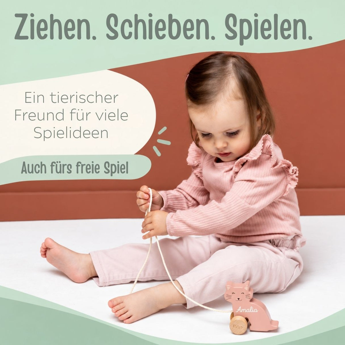 TRIXIE Kleines Nachziehtier Holz personalisiert - wunderwunsch